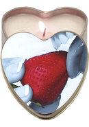 Earthly Body Hemp Seed Heart-shaped Edible Massage Candle Strawberry 4oz