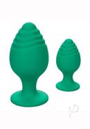 Cheeky Silicone Textured Anal Plugs Large/small (set Of 2) - Green