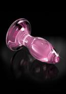 Icicles No. 90 Glass Anal Plug With Bendable Silicone Suction Cup - Pink