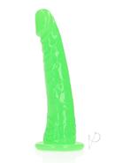 Realrock Slim Glow In The Dark Dildo With Suction Cup 6in - Green